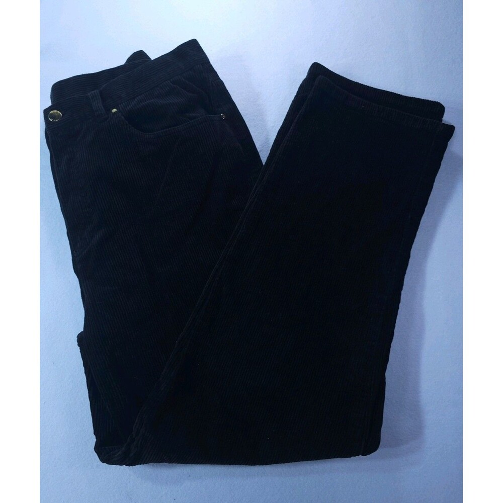 Lauren Jeans Co. Ralph Lauren Womens black Corduroy Pants Straight 14 Preppy